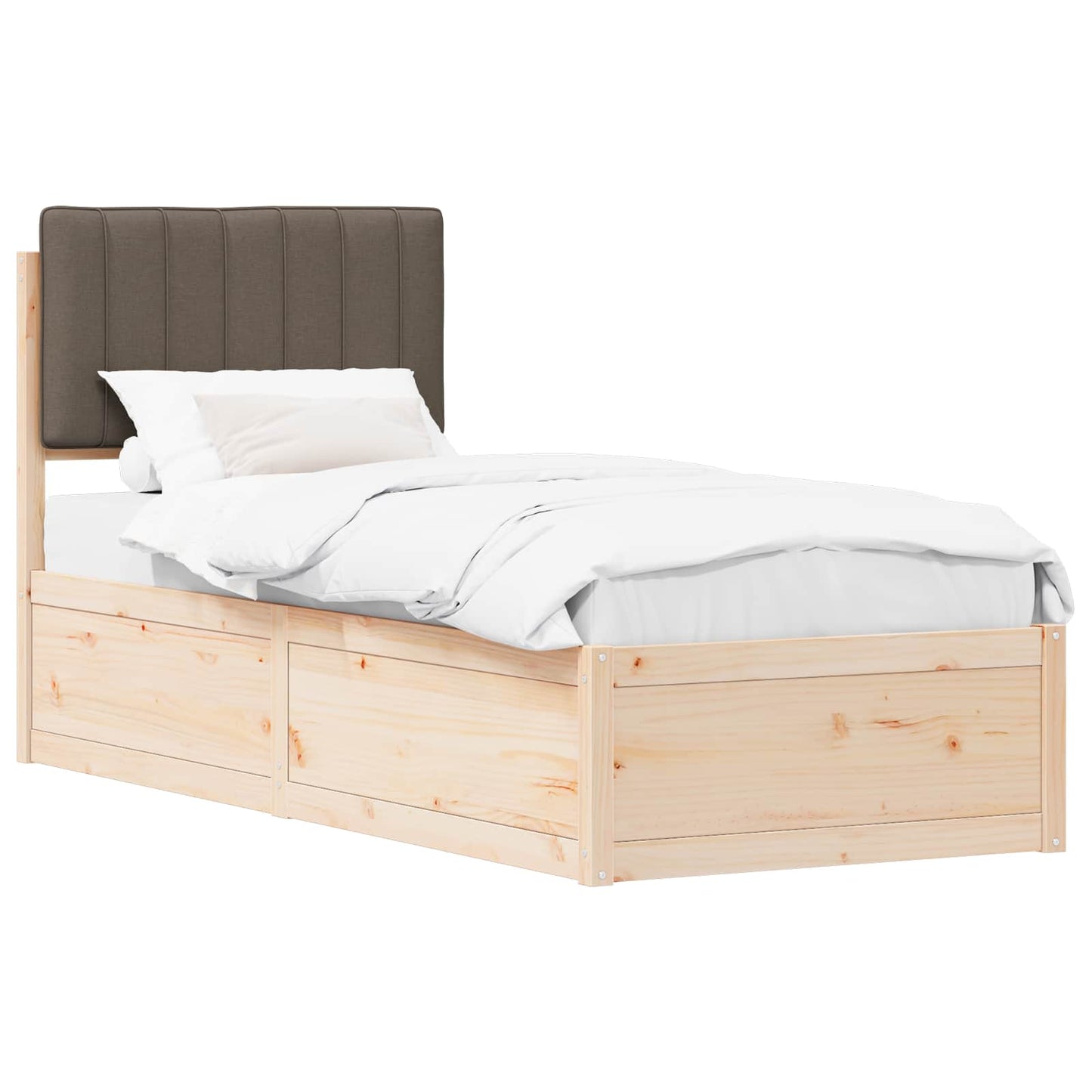 Bettgestell mit gepolstertem Kopfteil Taupe 80 x 200 cm