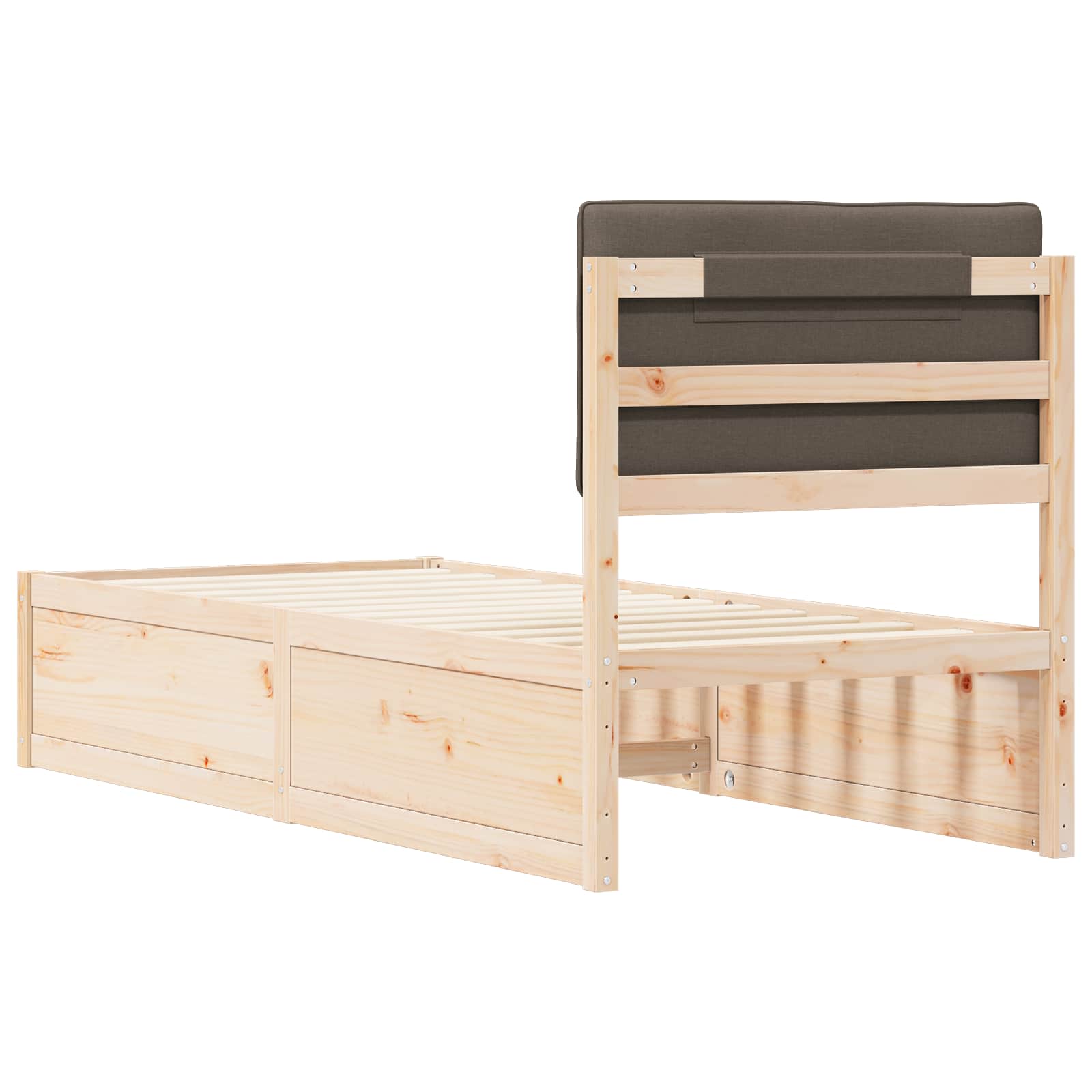 Bettgestell mit gepolstertem Kopfteil Taupe 80 x 200 cm