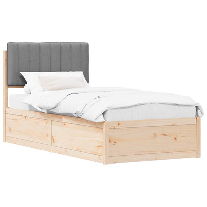 Bettgestell mit gepolstertem Kopfteil Hellgrau 90 x 190 cm