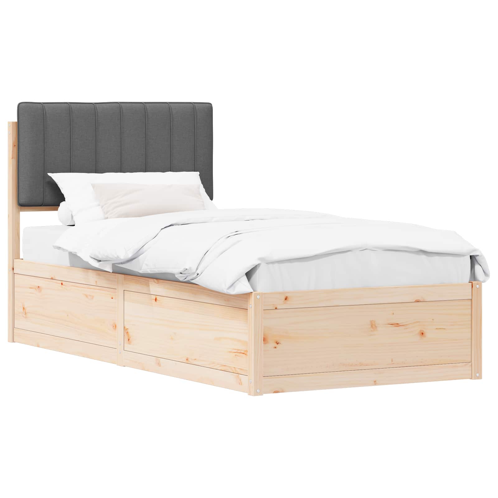 Bettgestell mit gepolstertem Kopfteil Dunkelgrau 90 x 190 cm