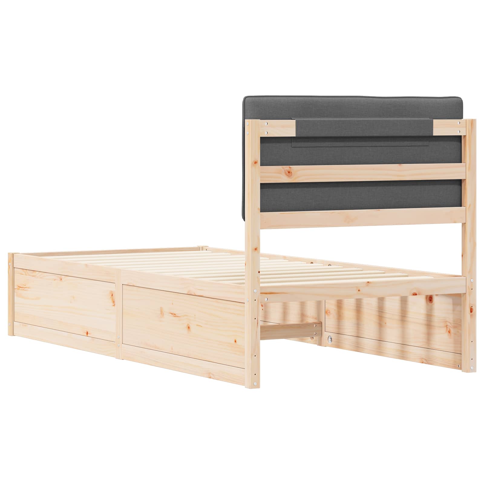 Bettgestell mit gepolstertem Kopfteil Dunkelgrau 90 x 190 cm