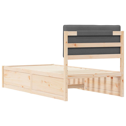 Bettgestell mit gepolstertem Kopfteil Dunkelgrau 90 x 190 cm