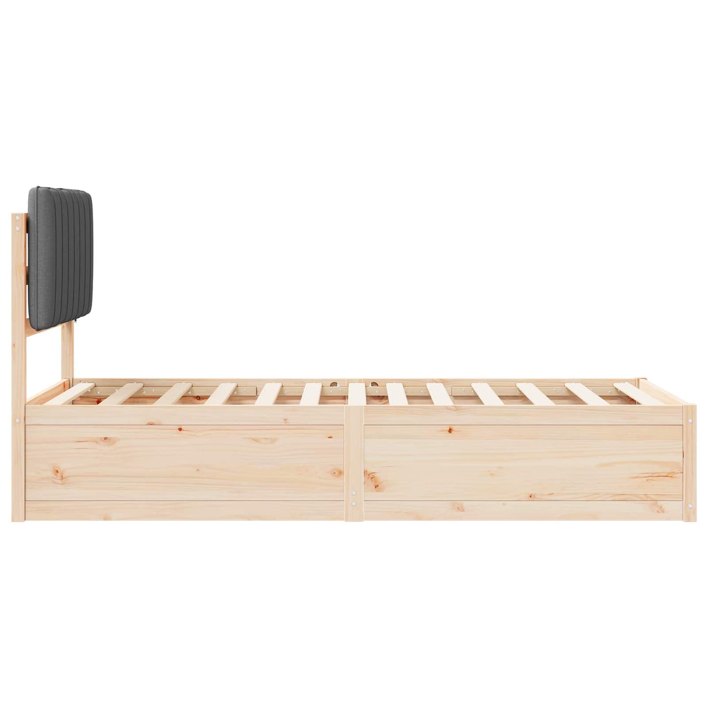 Bettgestell mit gepolstertem Kopfteil Dunkelgrau 90 x 190 cm