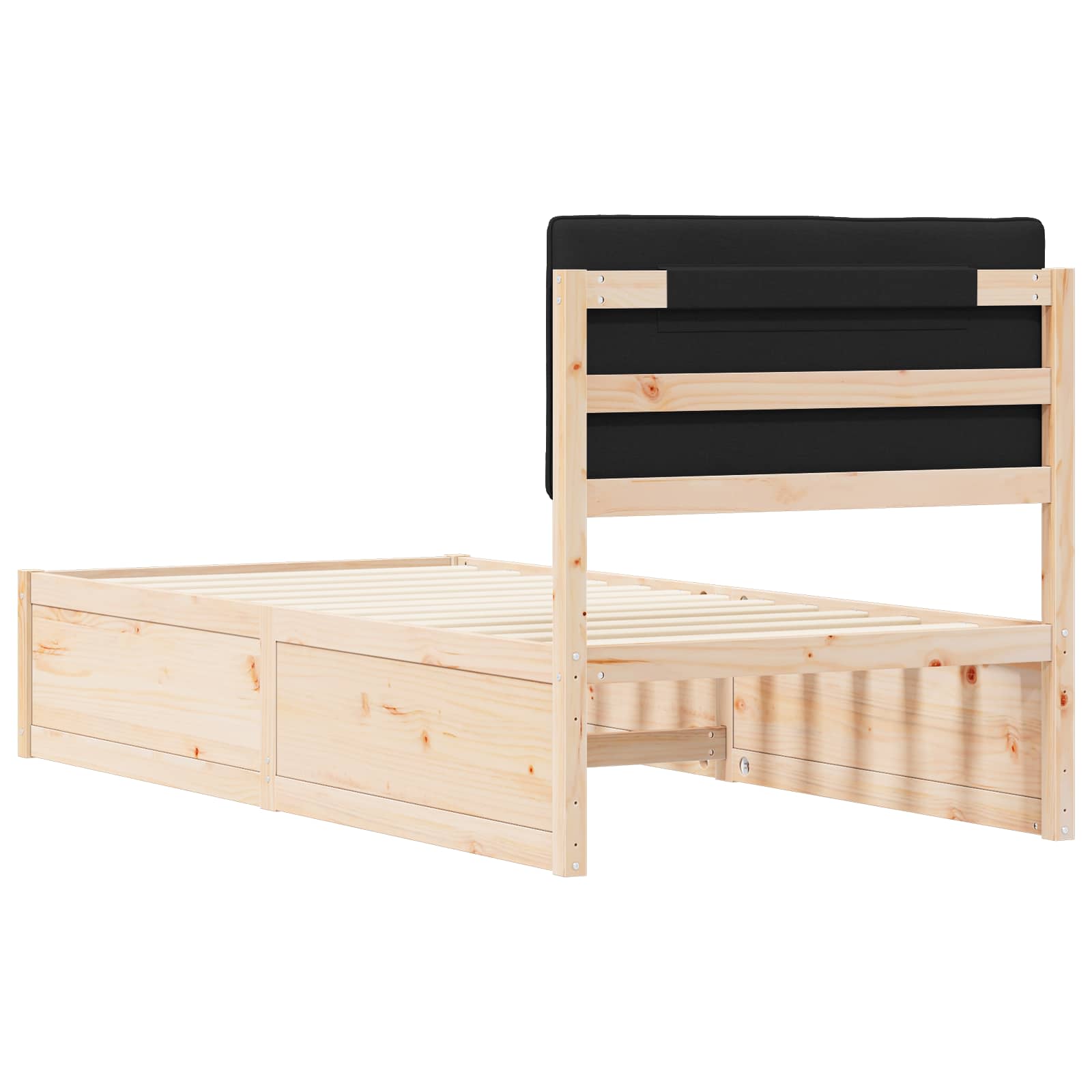 Bettgestell mit gepolstertem Kopfteil Schwarz 90 x 190 cm