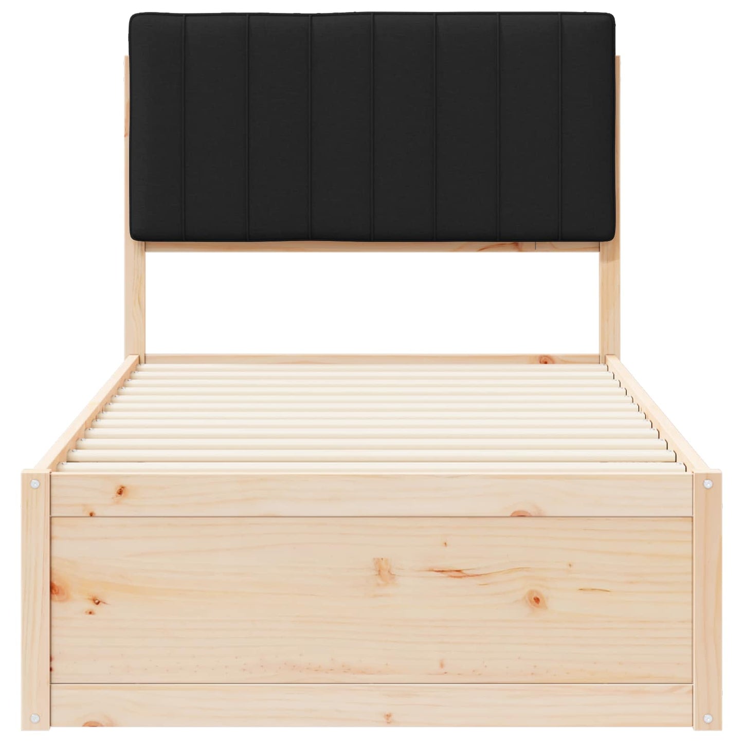 Bettgestell mit gepolstertem Kopfteil Schwarz 90 x 190 cm