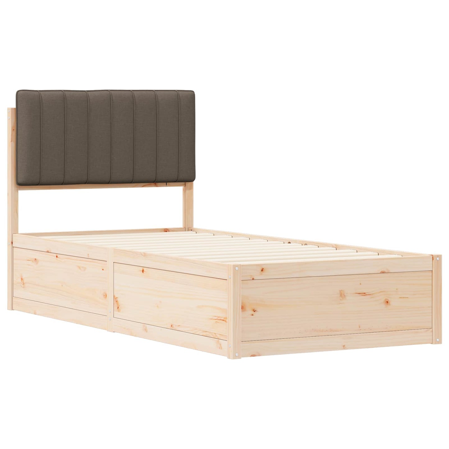 Bettgestell mit gepolstertem Kopfteil Taupe 90 x 190 cm