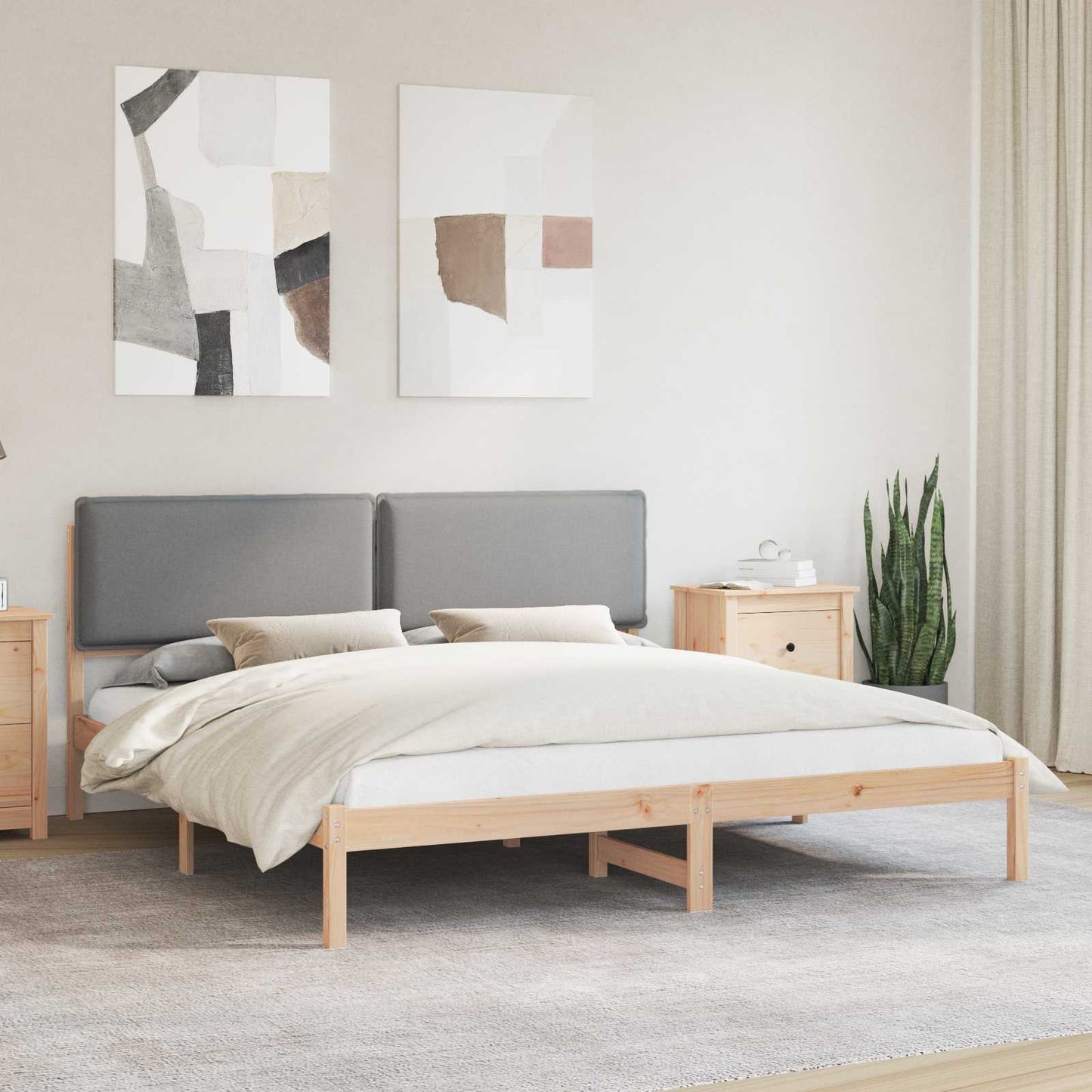 Bettgestell mit gepolstertem Kopfteil Hellgrau 180 x 200 cm