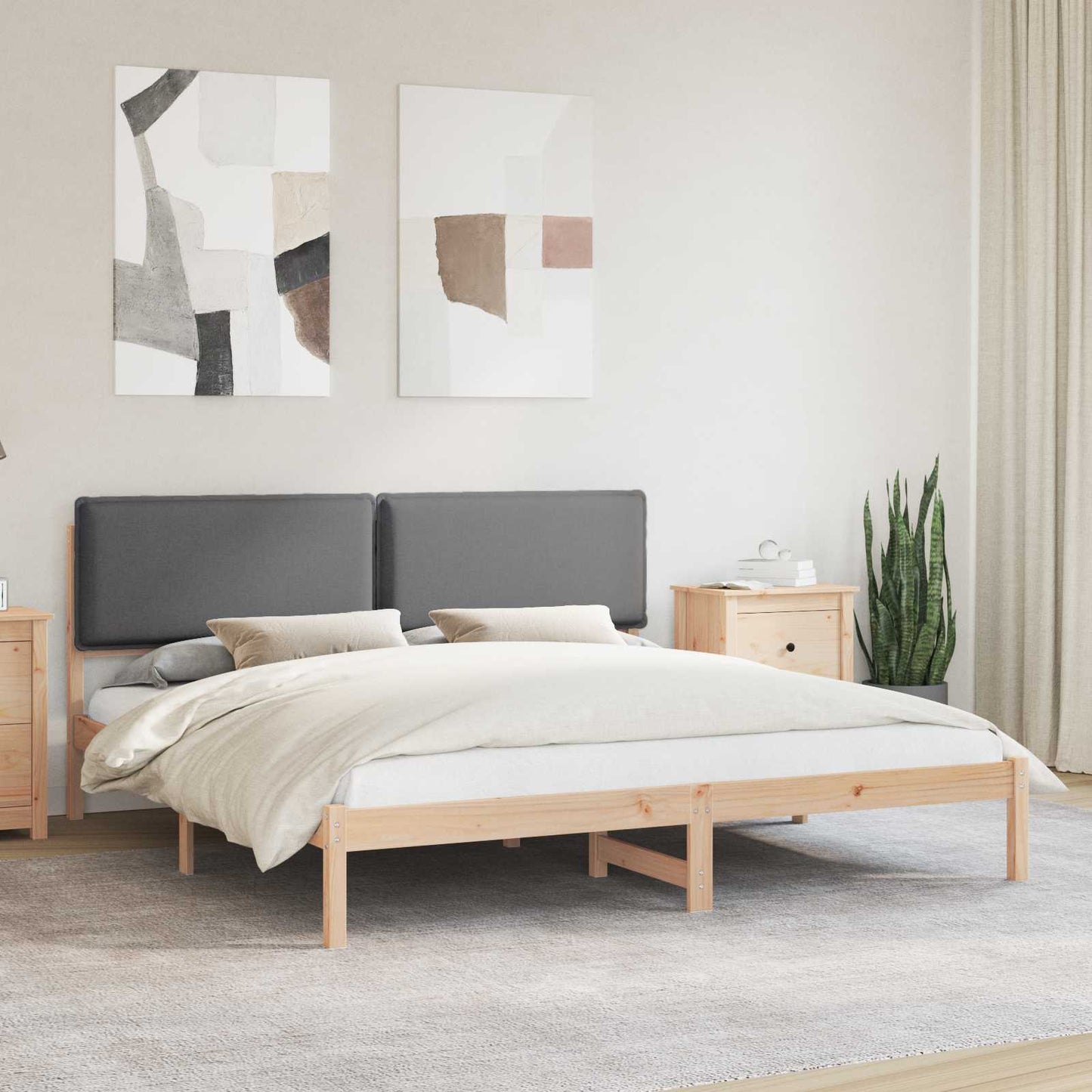 Bettgestell mit gepolstertem Kopfteil Dunkelgrau 180 x 200 cm