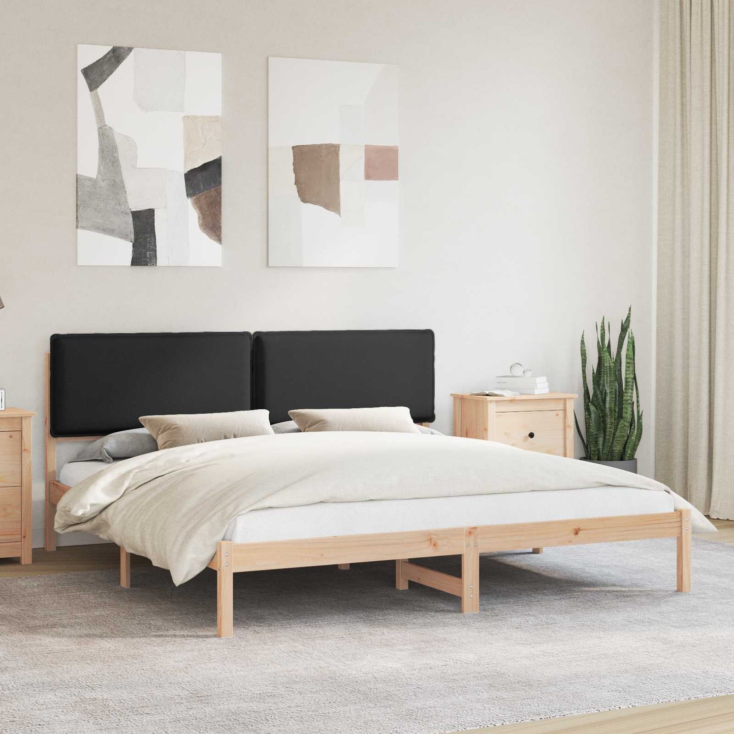 Bettgestell mit gepolstertem Kopfteil Schwarz 180 x 200 cm