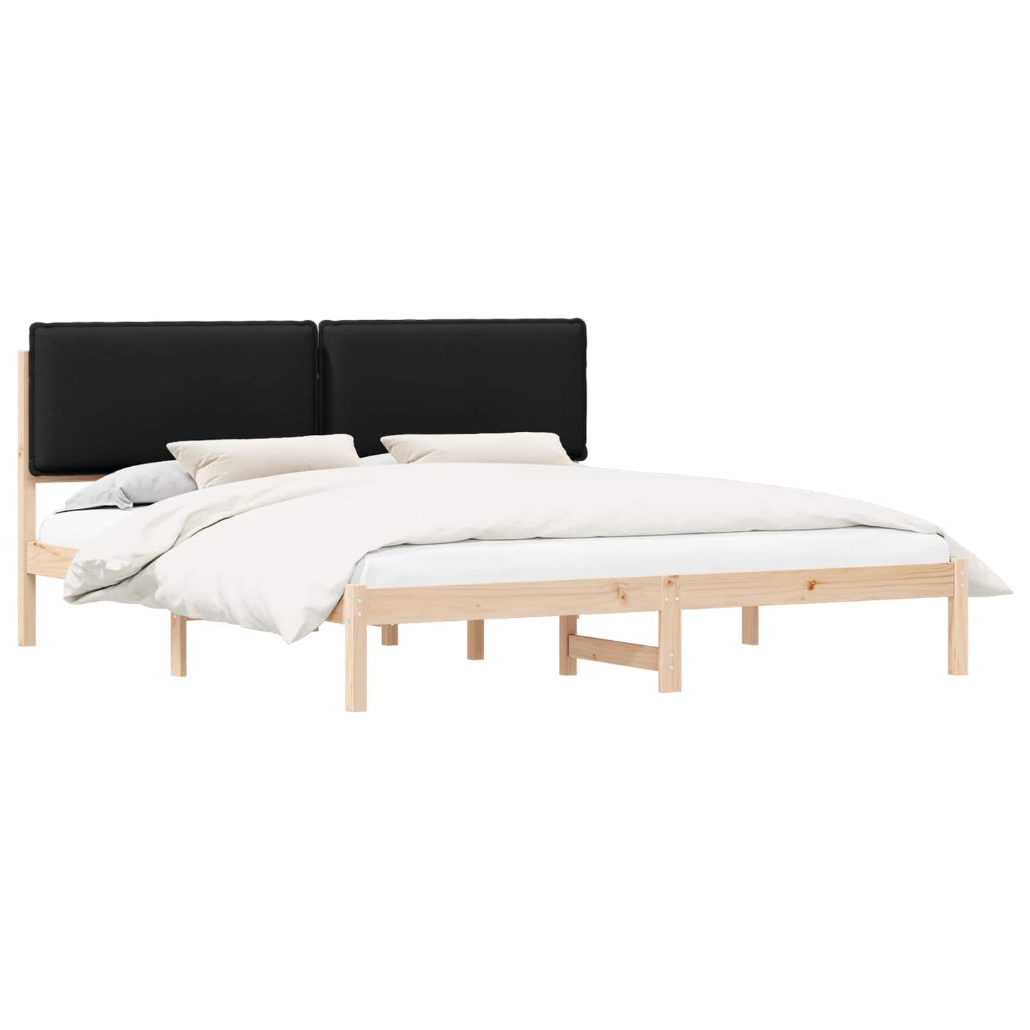Bettgestell mit gepolstertem Kopfteil Schwarz 180 x 200 cm