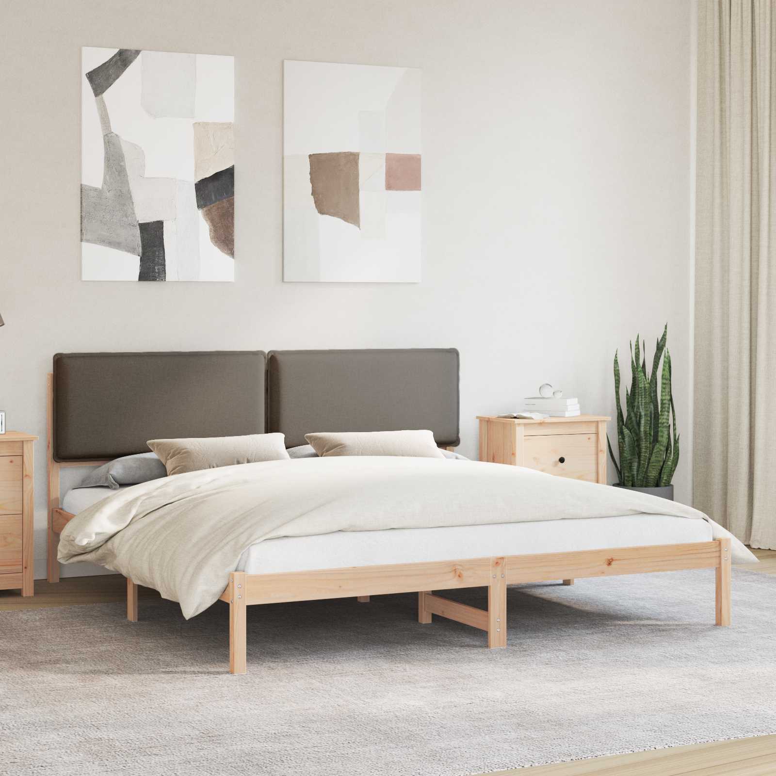 Bettgestell mit gepolstertem Kopfteil Taupe 180 x 200 cm