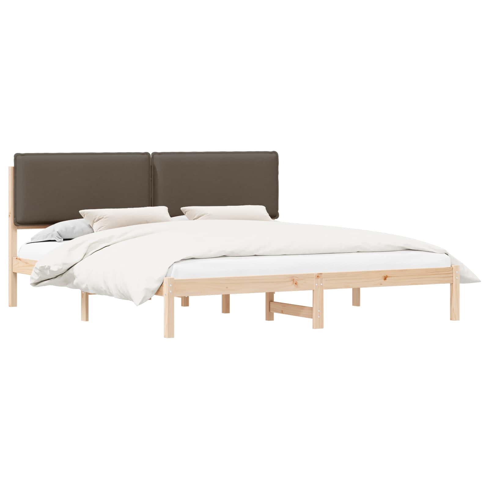 Bettgestell mit gepolstertem Kopfteil Taupe 180 x 200 cm