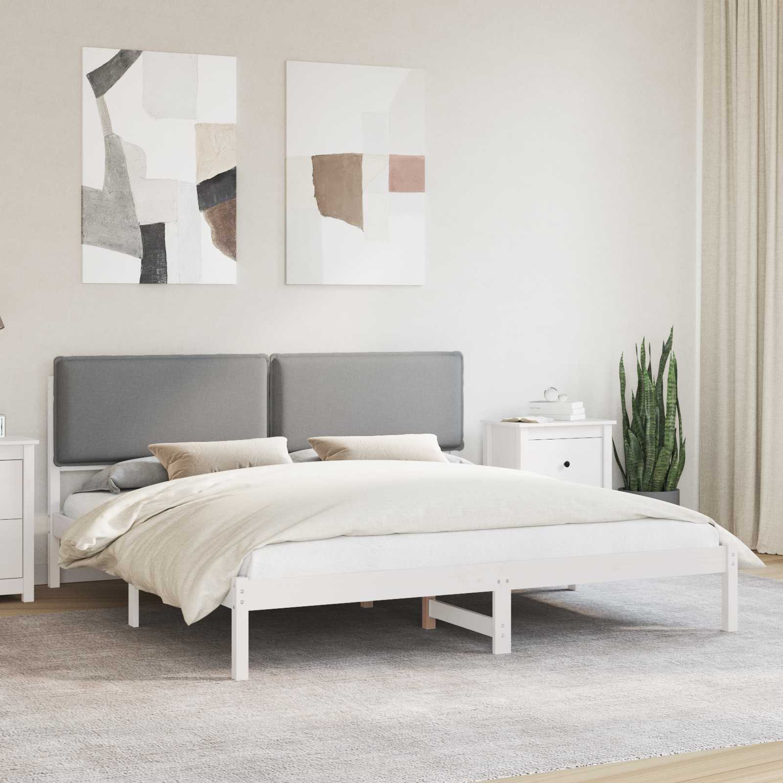 Bettgestell mit gepolstertem Kopfteil Hellgrau 180 x 200 cm