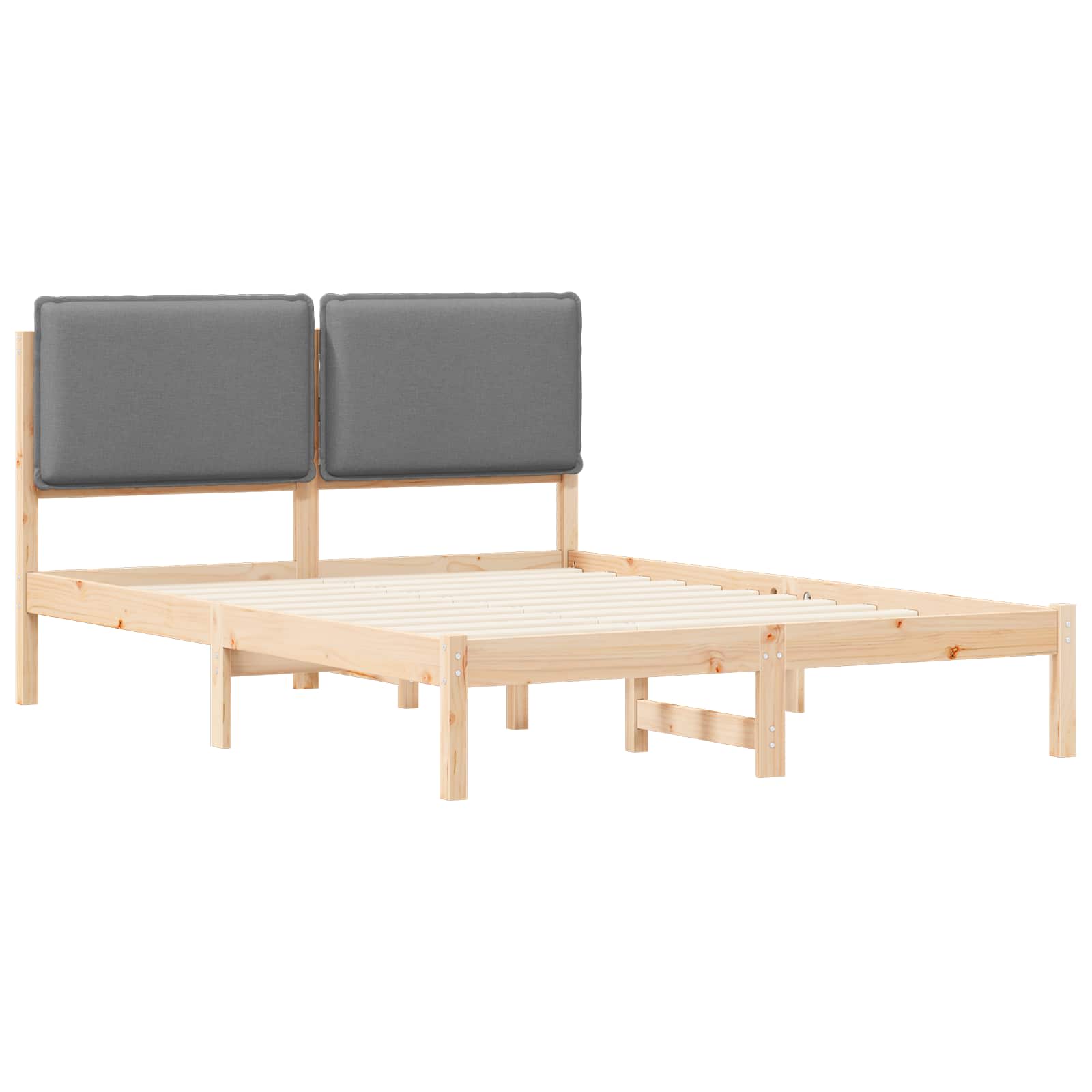 Bettgestell mit gepolstertem Kopfteil Hellgrau 160 x 200 cm