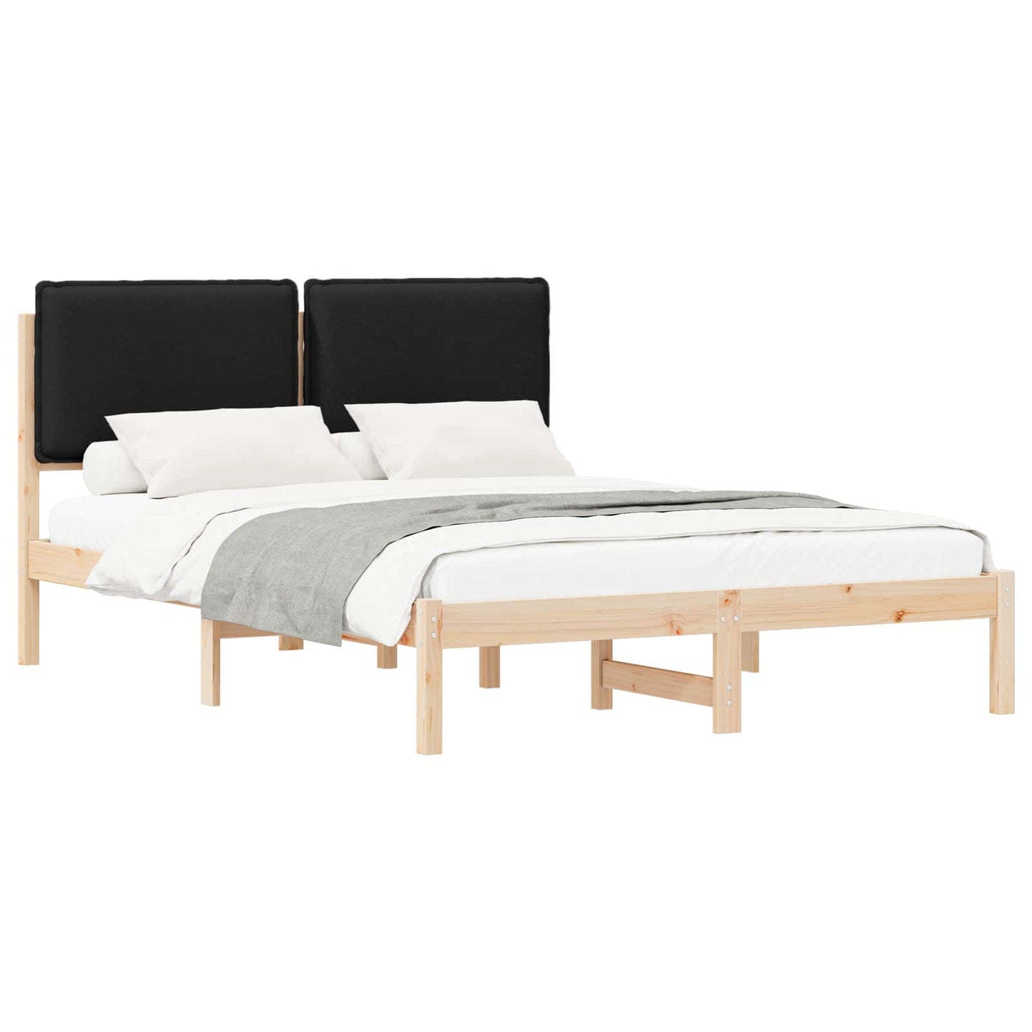 Bettgestell mit gepolstertem Kopfteil Schwarz 160 x 200 cm