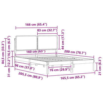 Bettgestell mit gepolstertem Kopfteil Schwarz 160 x 200 cm