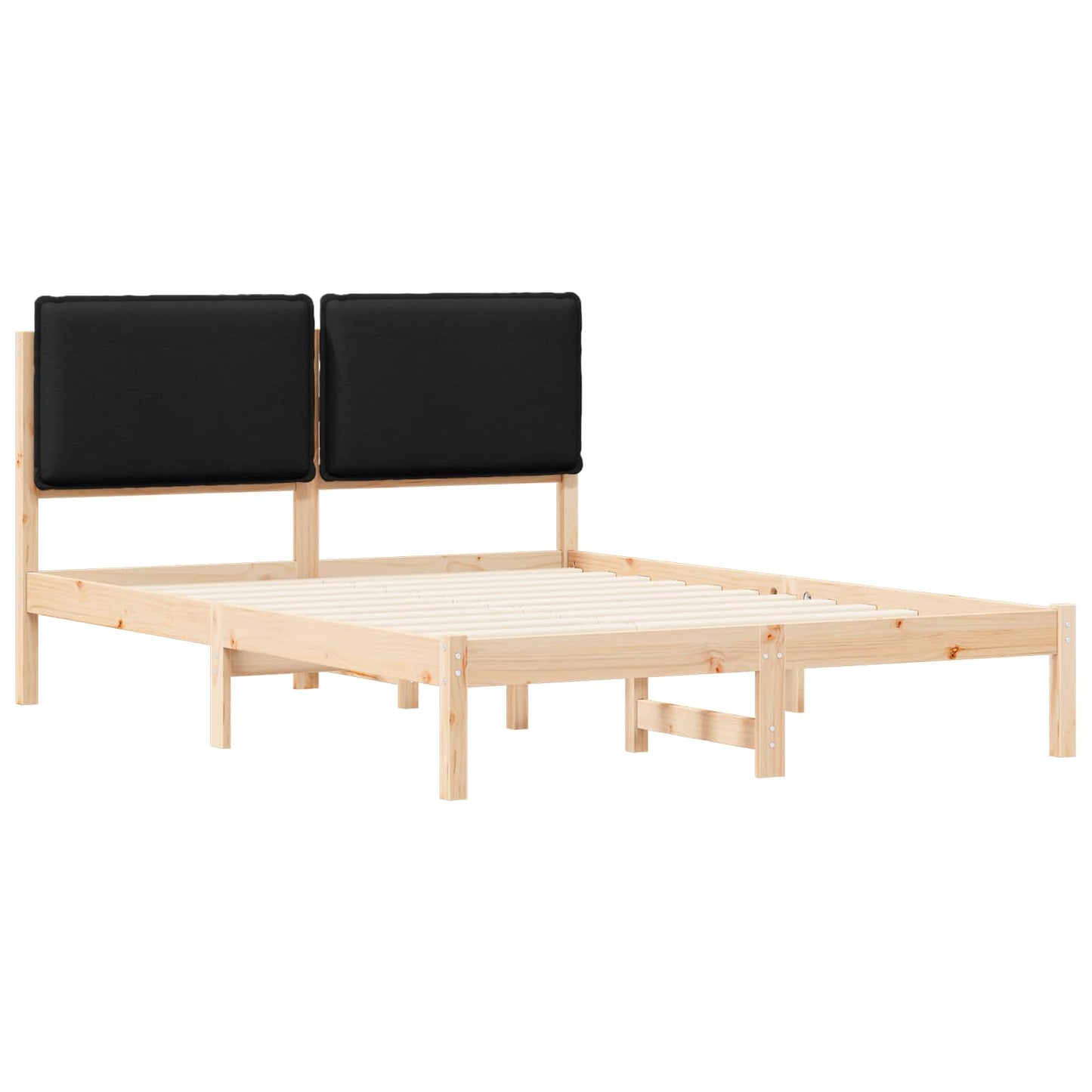 Bettgestell mit gepolstertem Kopfteil Schwarz 140 x 200 cm