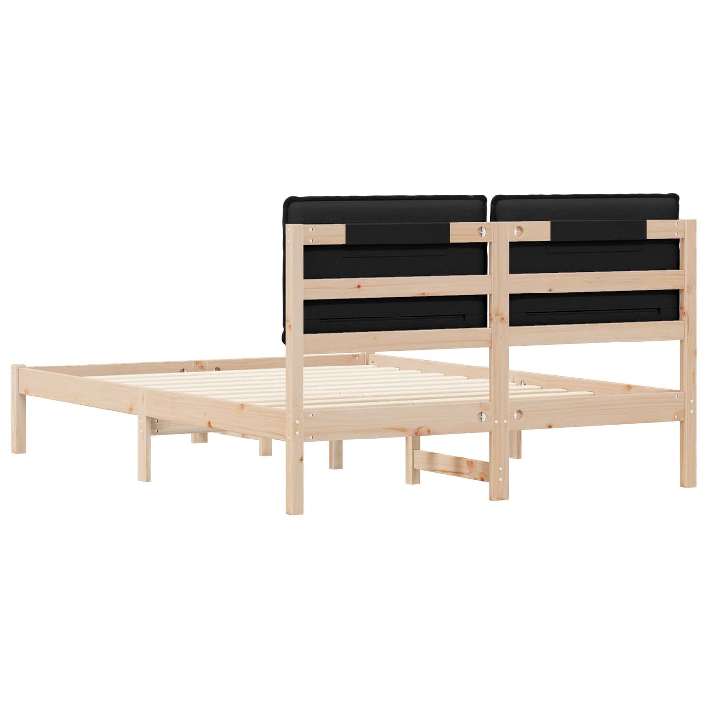 Bettgestell mit gepolstertem Kopfteil Schwarz 140 x 200 cm