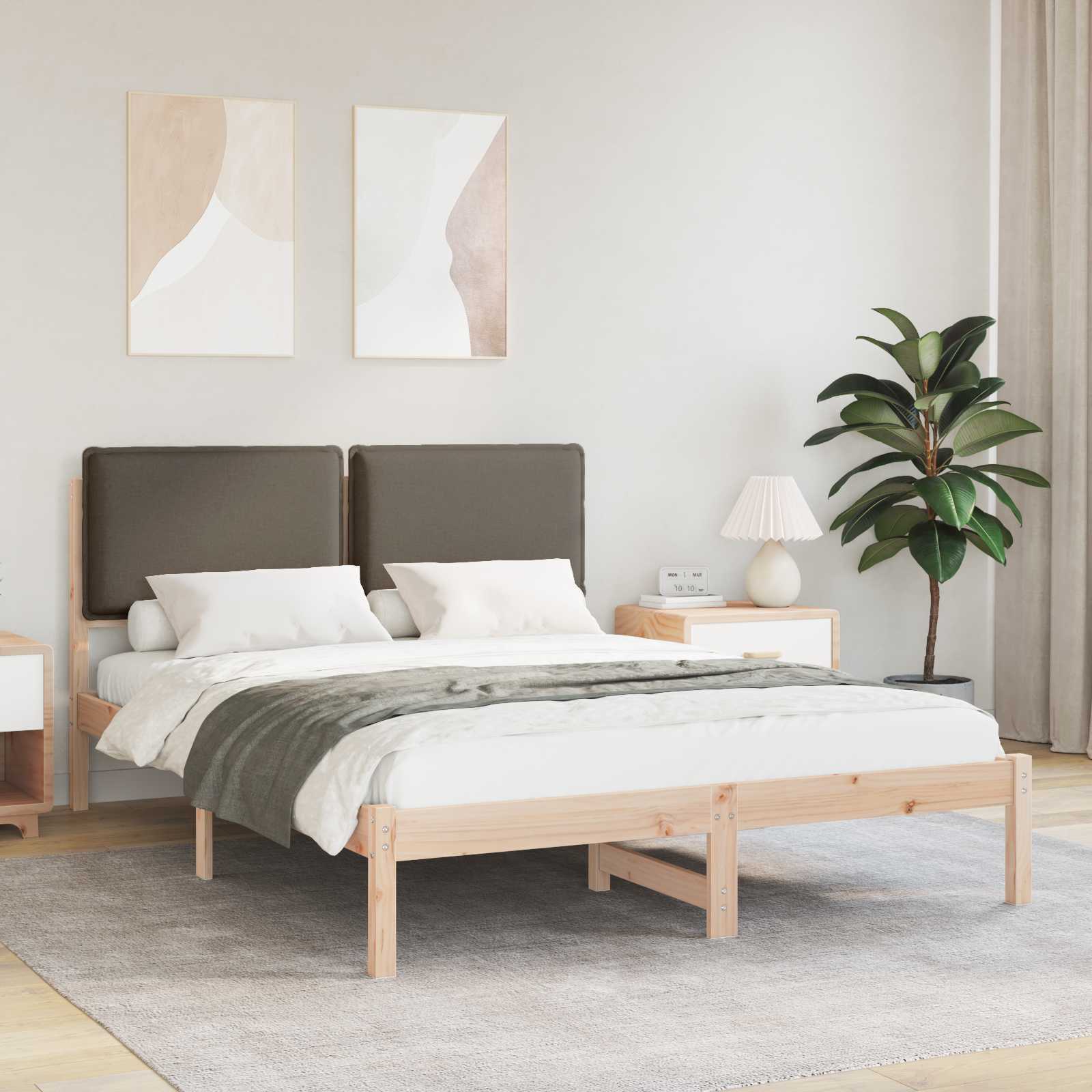 Bettgestell mit gepolstertem Kopfteil Taupe 140 x 200 cm