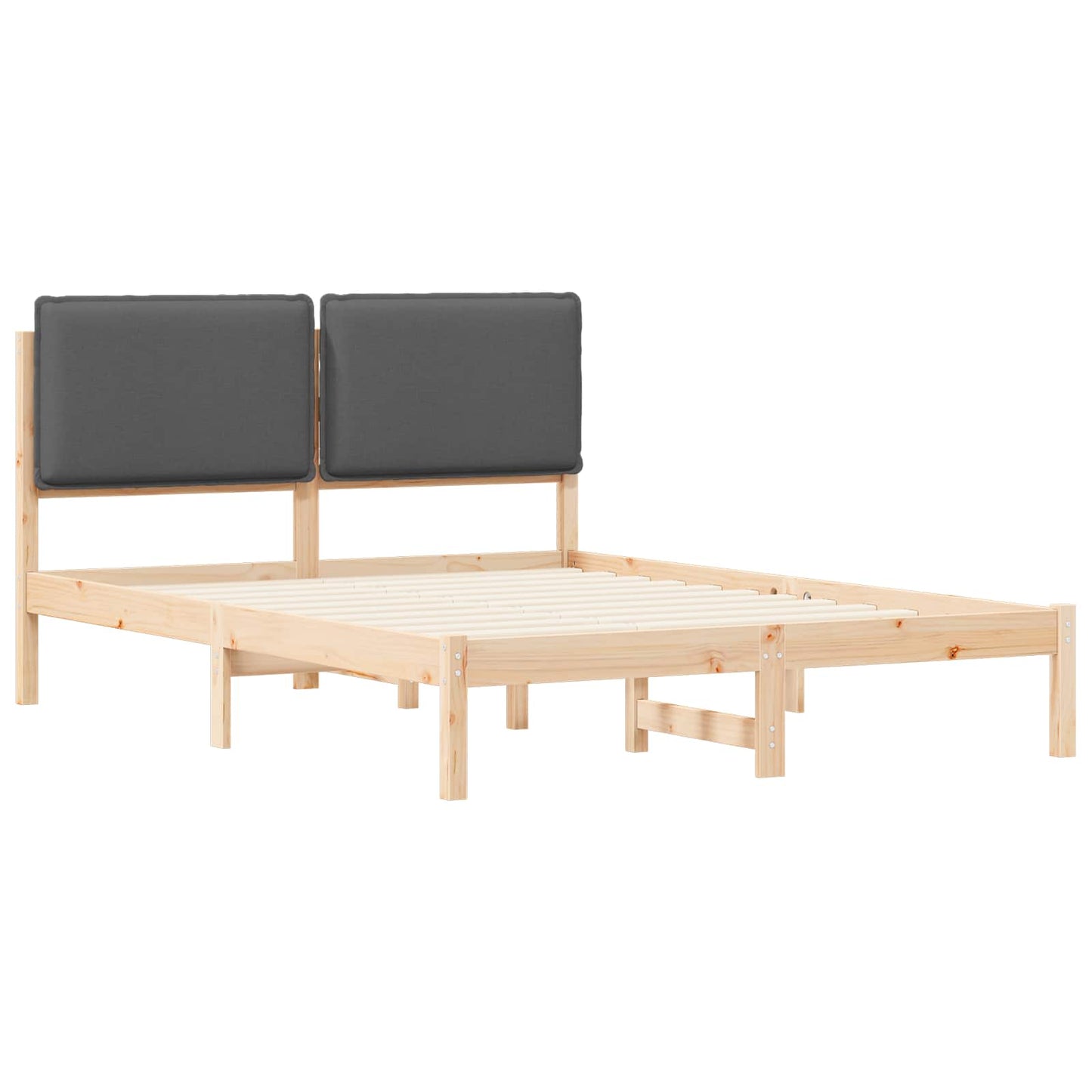 Bettgestell mit gepolstertem Kopfteil Dunkelgrau 120 x 190 cm