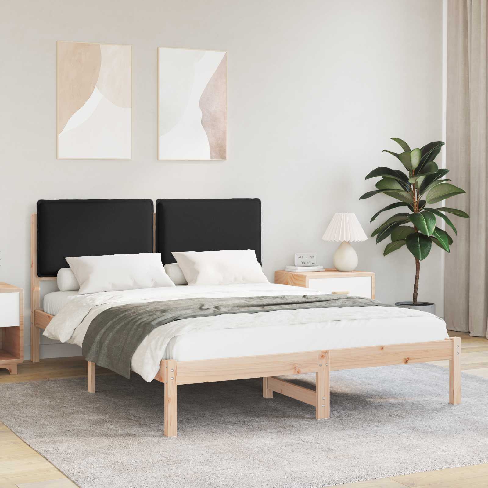 Bettgestell mit gepolstertem Kopfteil Schwarz 120 x 190 cm