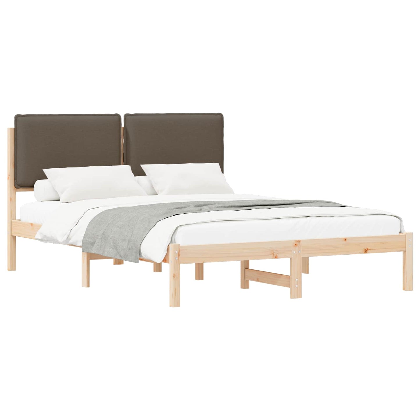 Bettgestell mit gepolstertem Kopfteil Taupe 120 x 190 cm