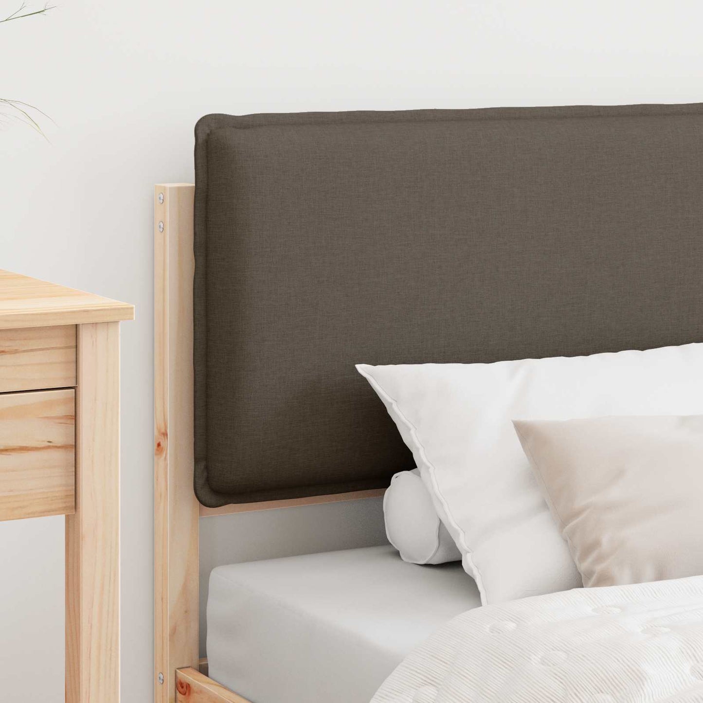 Bettgestell mit gepolstertem Kopfteil Taupe 90 x 200 cm