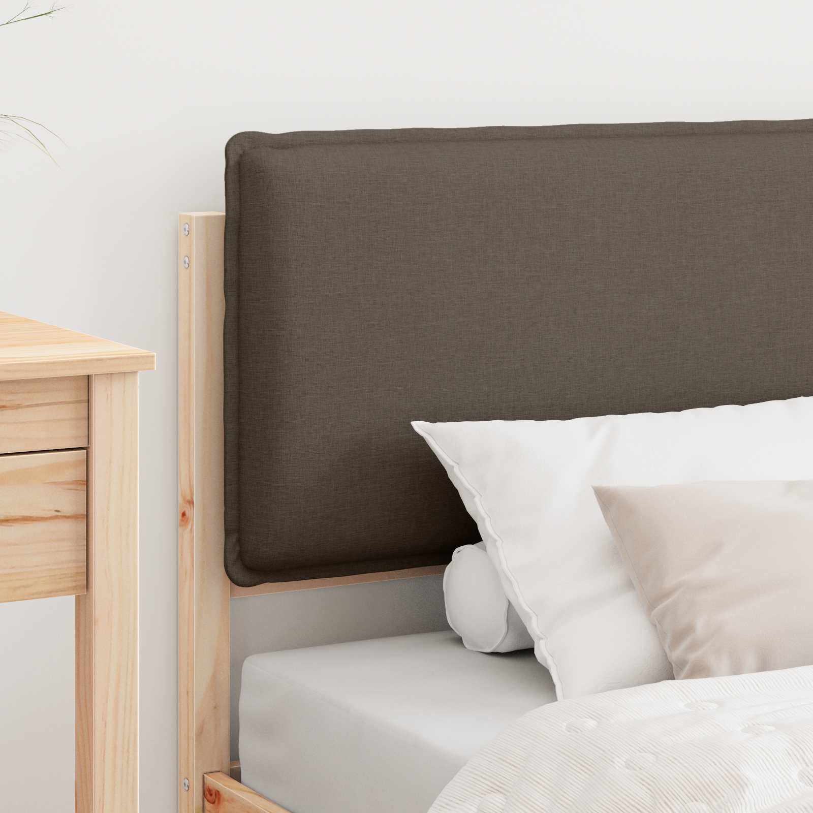 Bettgestell mit gepolstertem Kopfteil Taupe 90 x 200 cm