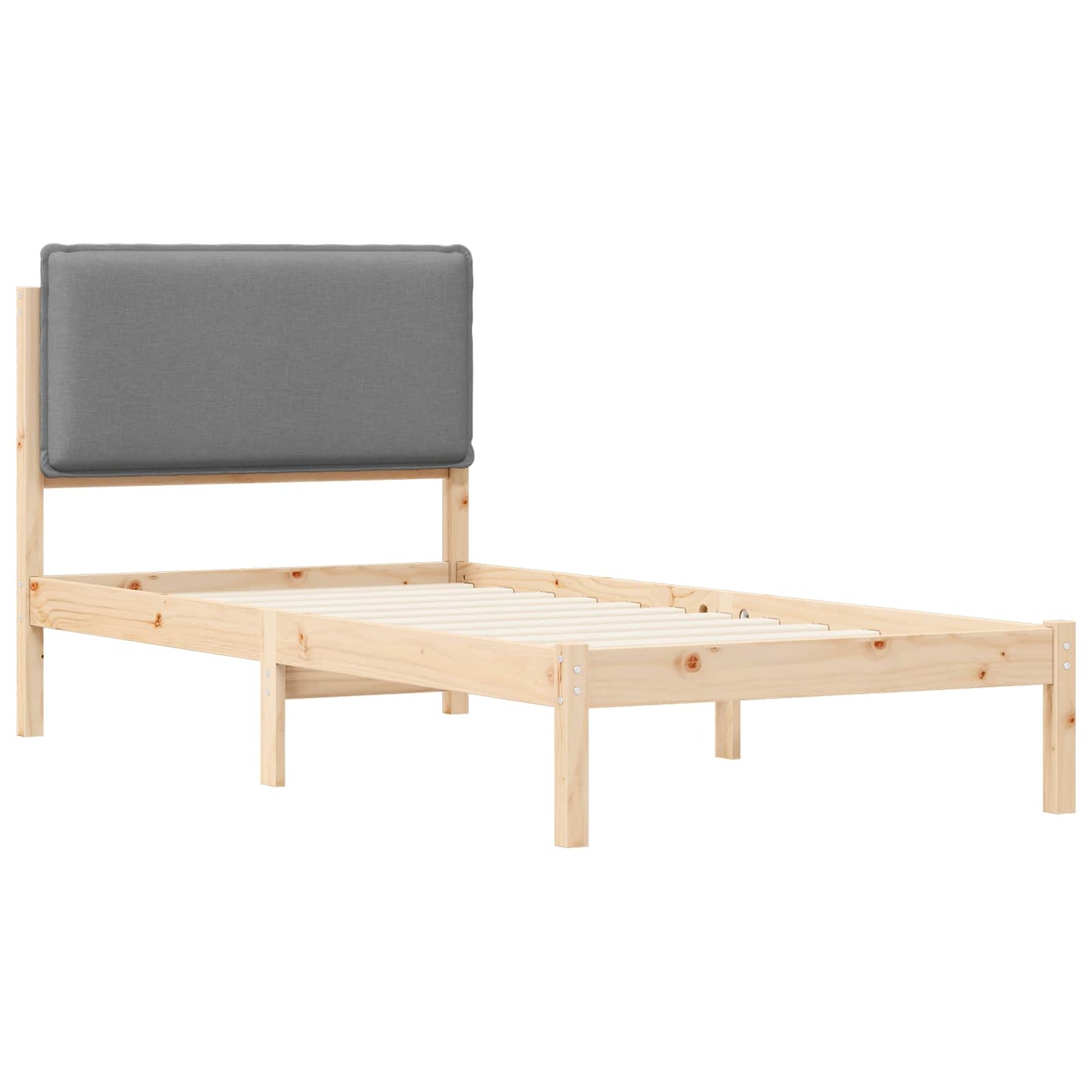 Bettgestell mit gepolstertem Kopfteil Hellgrau 80 x 200 cm