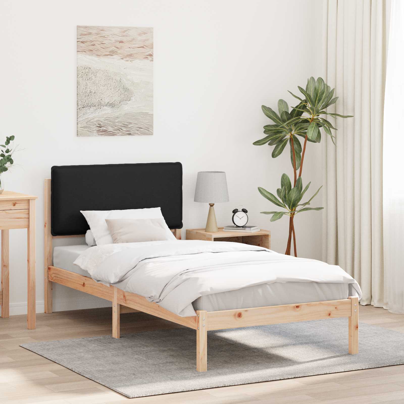Bettgestell mit gepolstertem Kopfteil Schwarz 80 x 200 cm