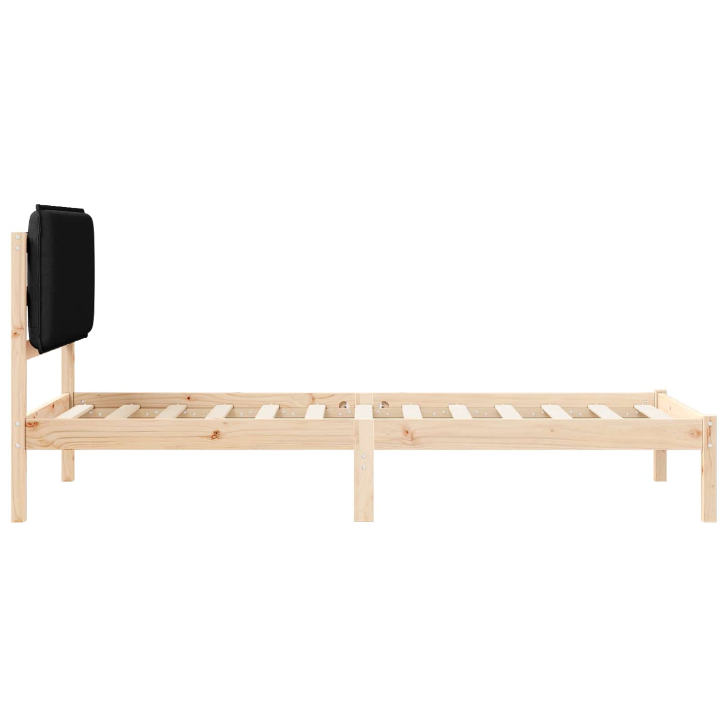 Bettgestell mit gepolstertem Kopfteil Schwarz 90 x 190 cm
