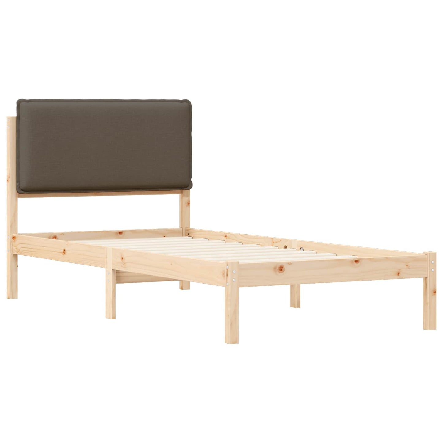 Bettgestell mit gepolstertem Kopfteil Taupe 90 x 190 cm