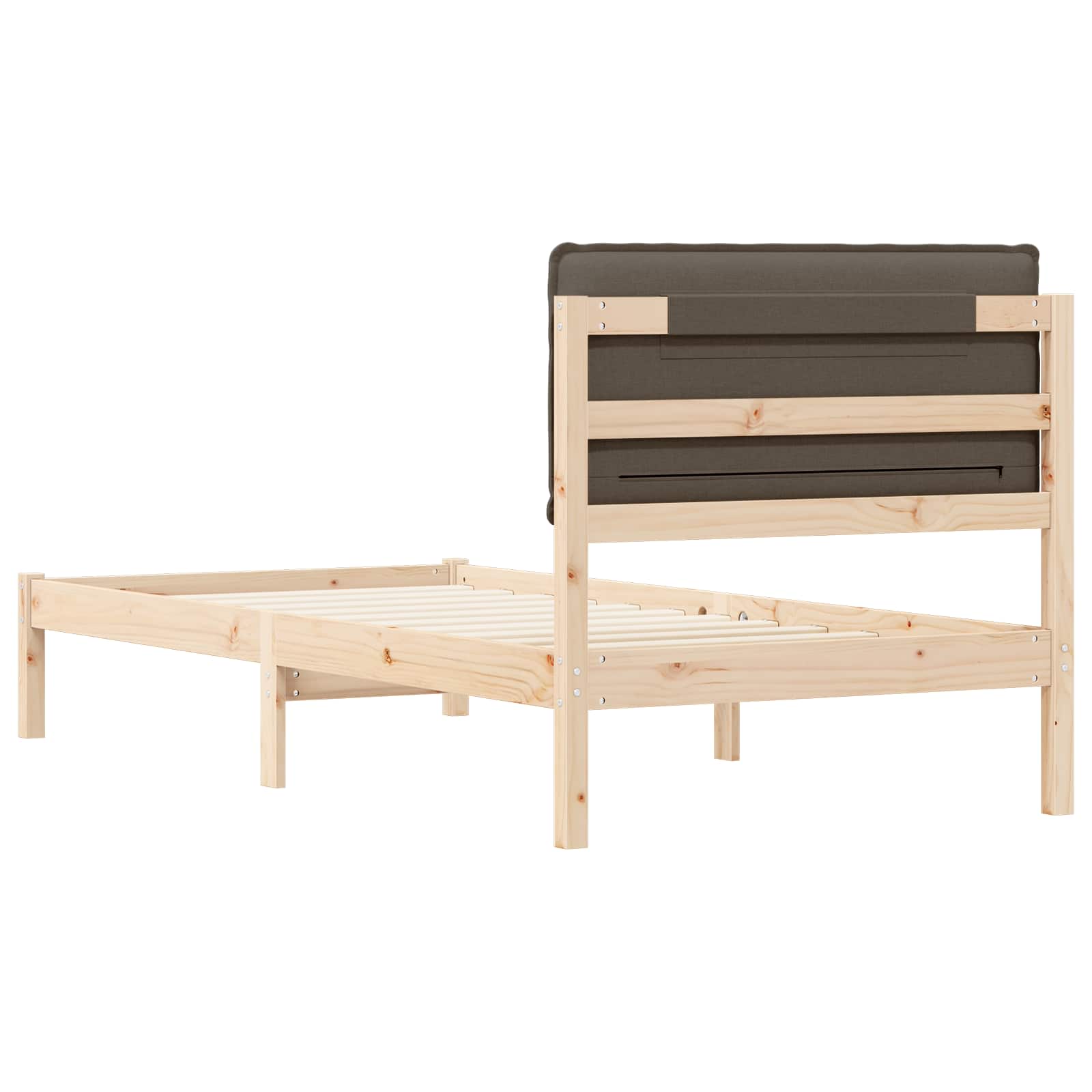 Bettgestell mit gepolstertem Kopfteil Taupe 90 x 190 cm