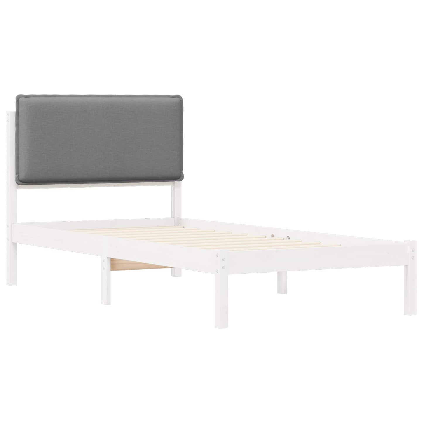 Bettgestell mit gepolstertem Kopfteil Hellgrau 90 x 190 cm