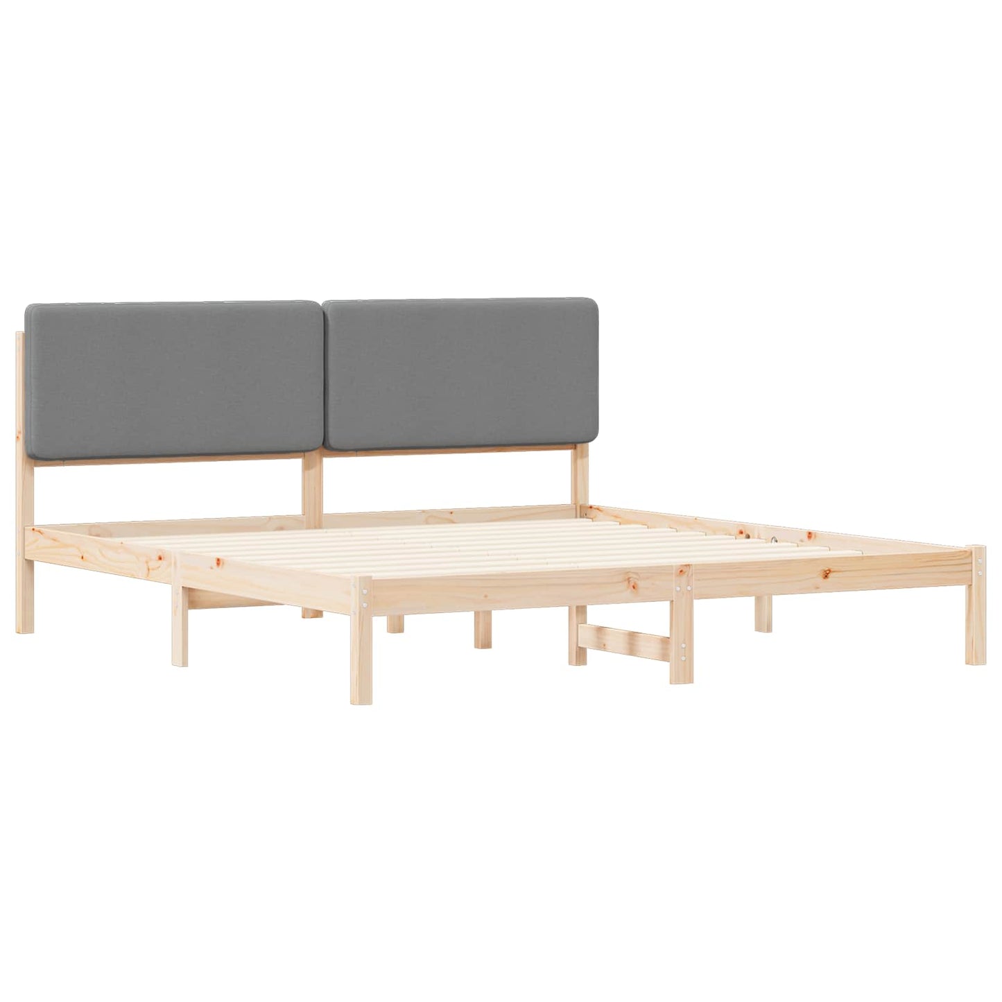 Bettgestell mit gepolstertem Kopfteil Hellgrau 180 x 200 cm