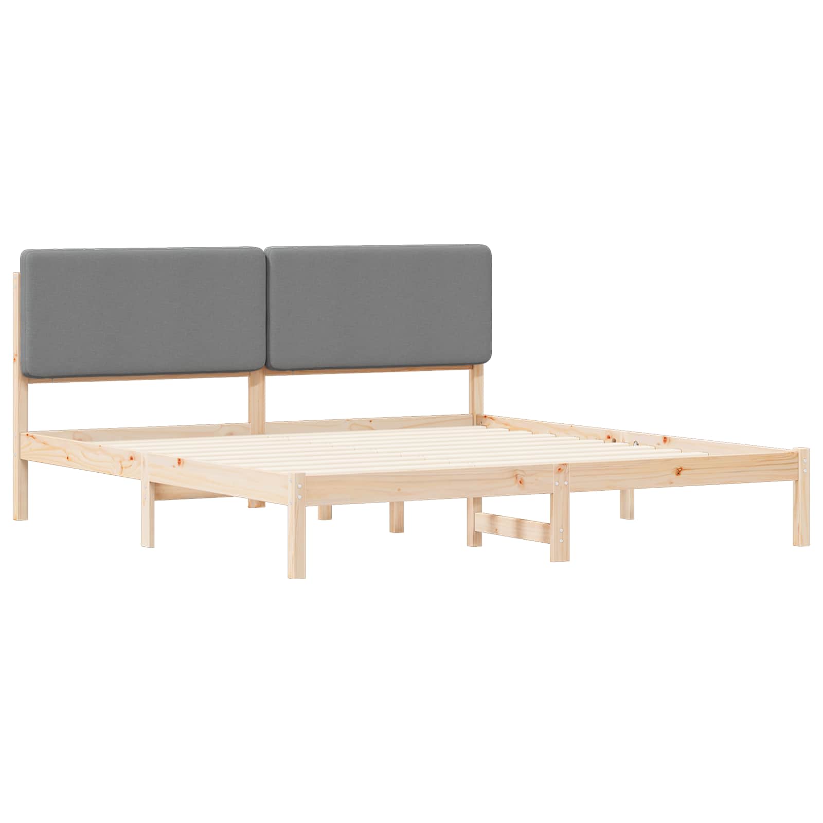 Bettgestell mit gepolstertem Kopfteil Hellgrau 180 x 200 cm