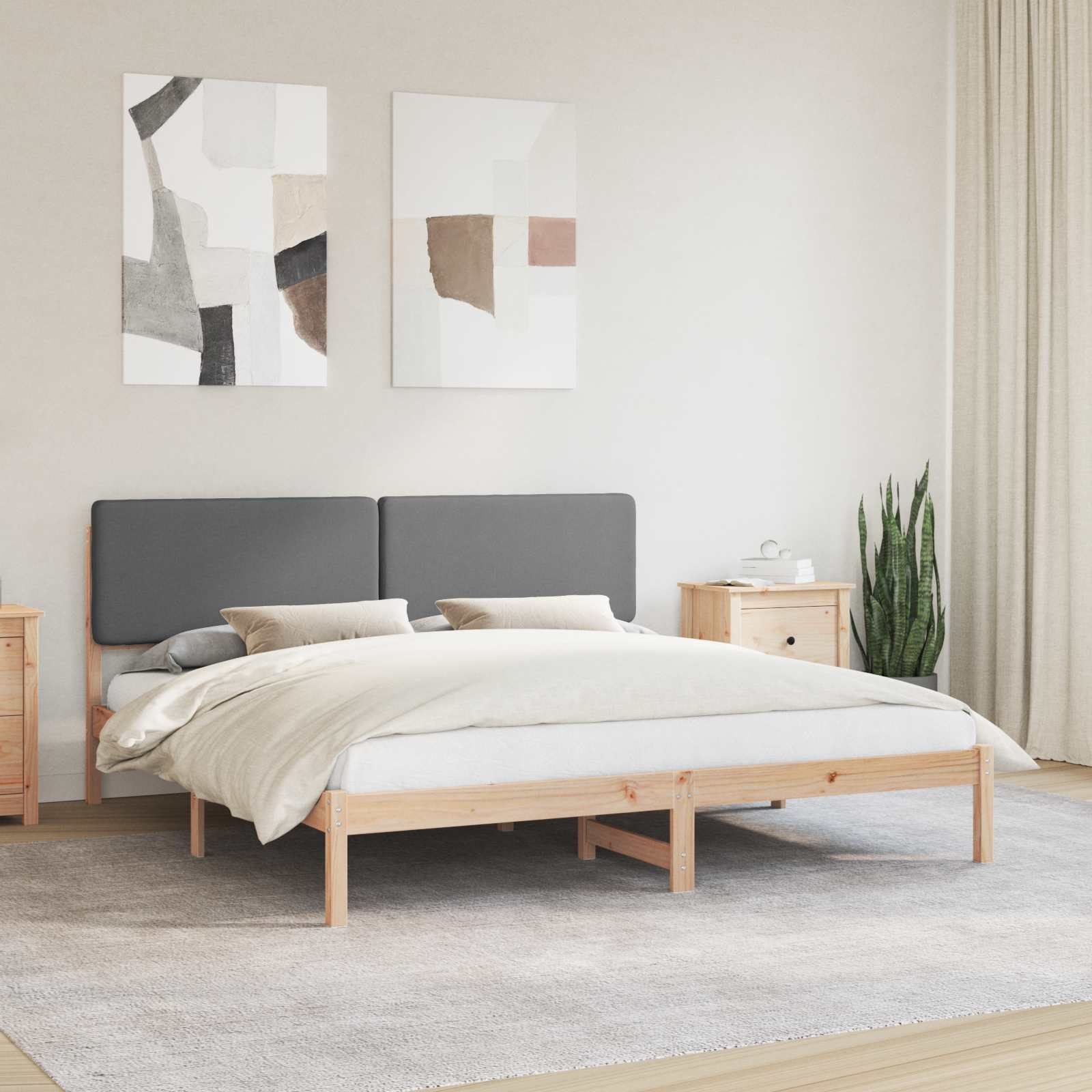 Bettgestell mit gepolstertem Kopfteil Dunkelgrau 180 x 200 cm
