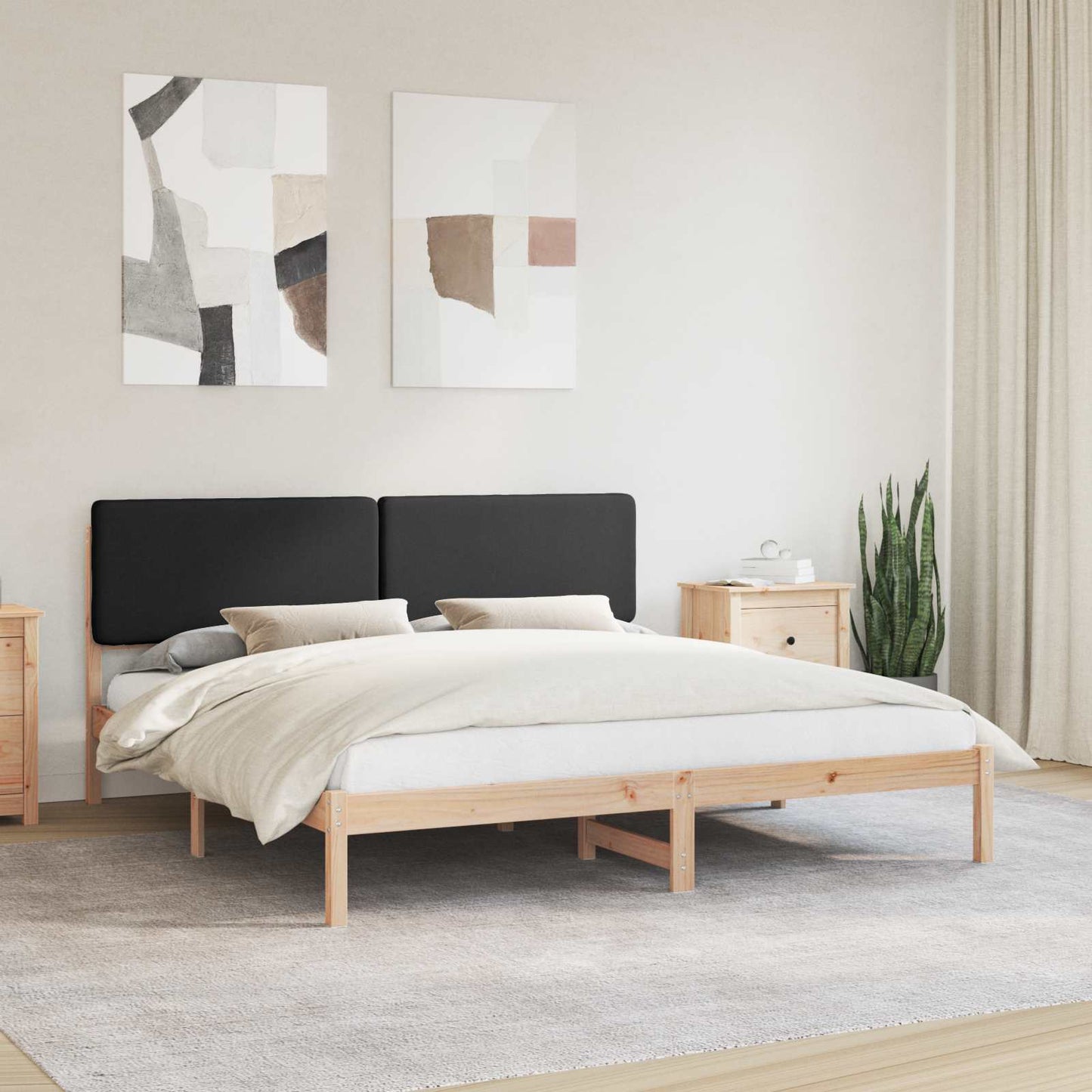 Bettgestell mit gepolstertem Kopfteil Schwarz 180 x 200 cm