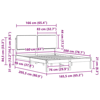 Bettgestell mit gepolstertem Kopfteil Hellgrau 160 x 200 cm