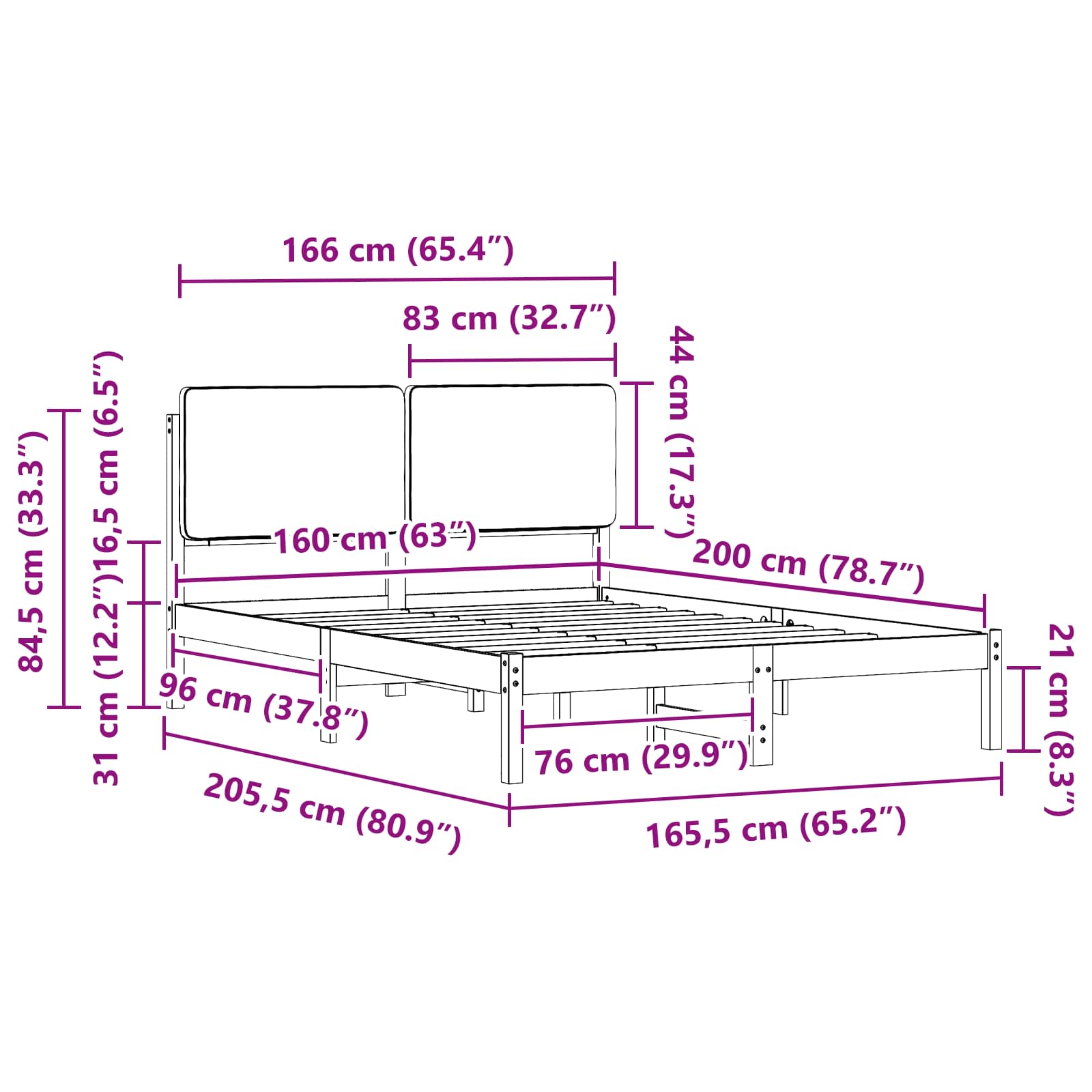 Bettgestell mit gepolstertem Kopfteil Taupe 160 x 200 cm