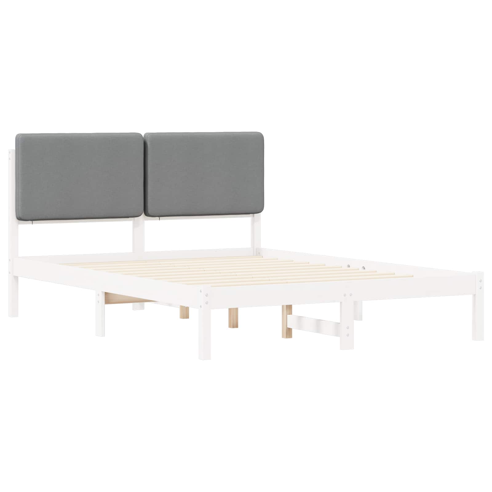 Bettgestell mit gepolstertem Kopfteil Hellgrau 160 x 200 cm