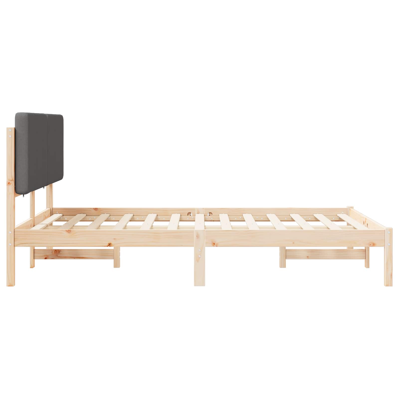 Bettgestell mit gepolstertem Kopfteil Dunkelgrau 140 x 200 cm