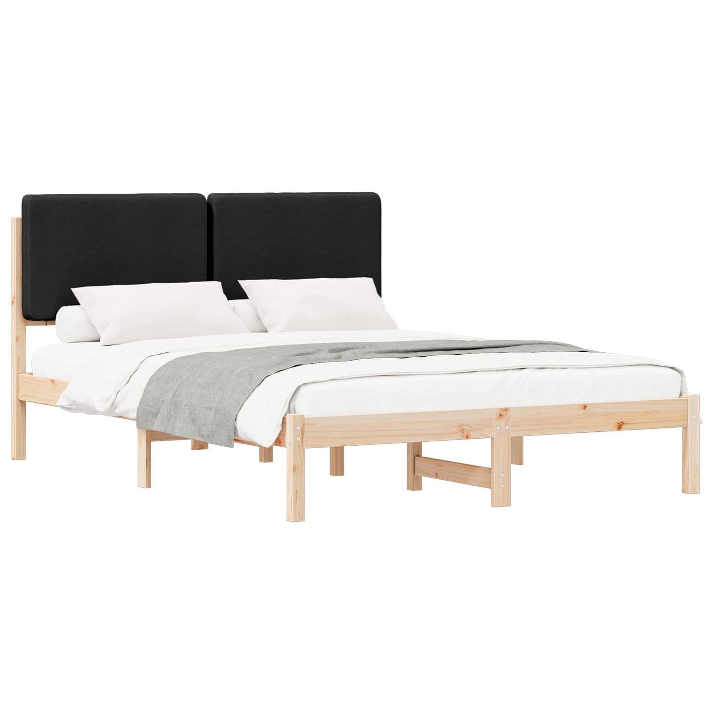 Bettgestell mit gepolstertem Kopfteil Schwarz 140 x 200 cm