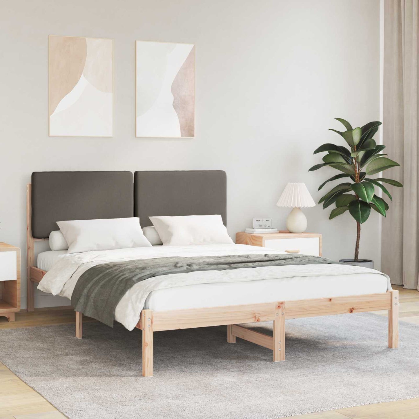 Bettgestell mit gepolstertem Kopfteil Taupe 140 x 200 cm