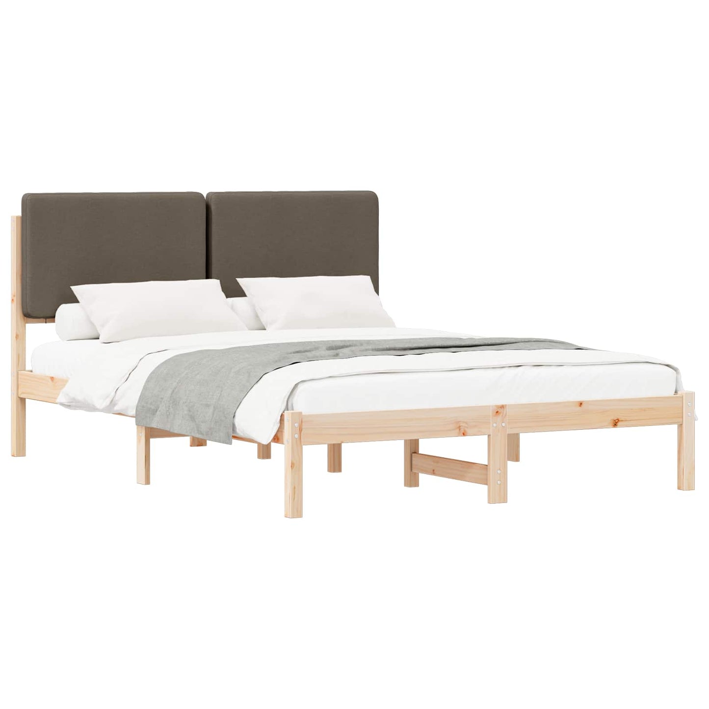 Bettgestell mit gepolstertem Kopfteil Taupe 140 x 200 cm