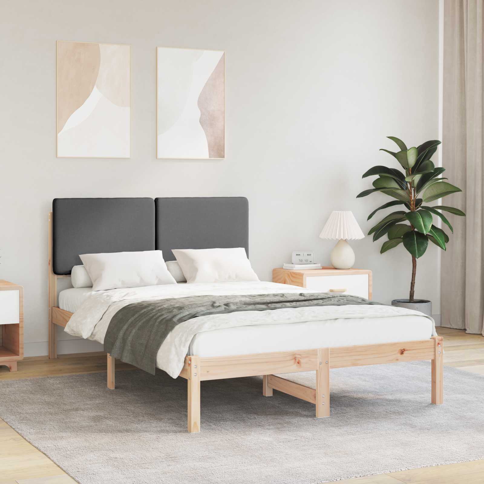 Bettgestell mit gepolstertem Kopfteil Dunkelgrau 120 x 190 cm