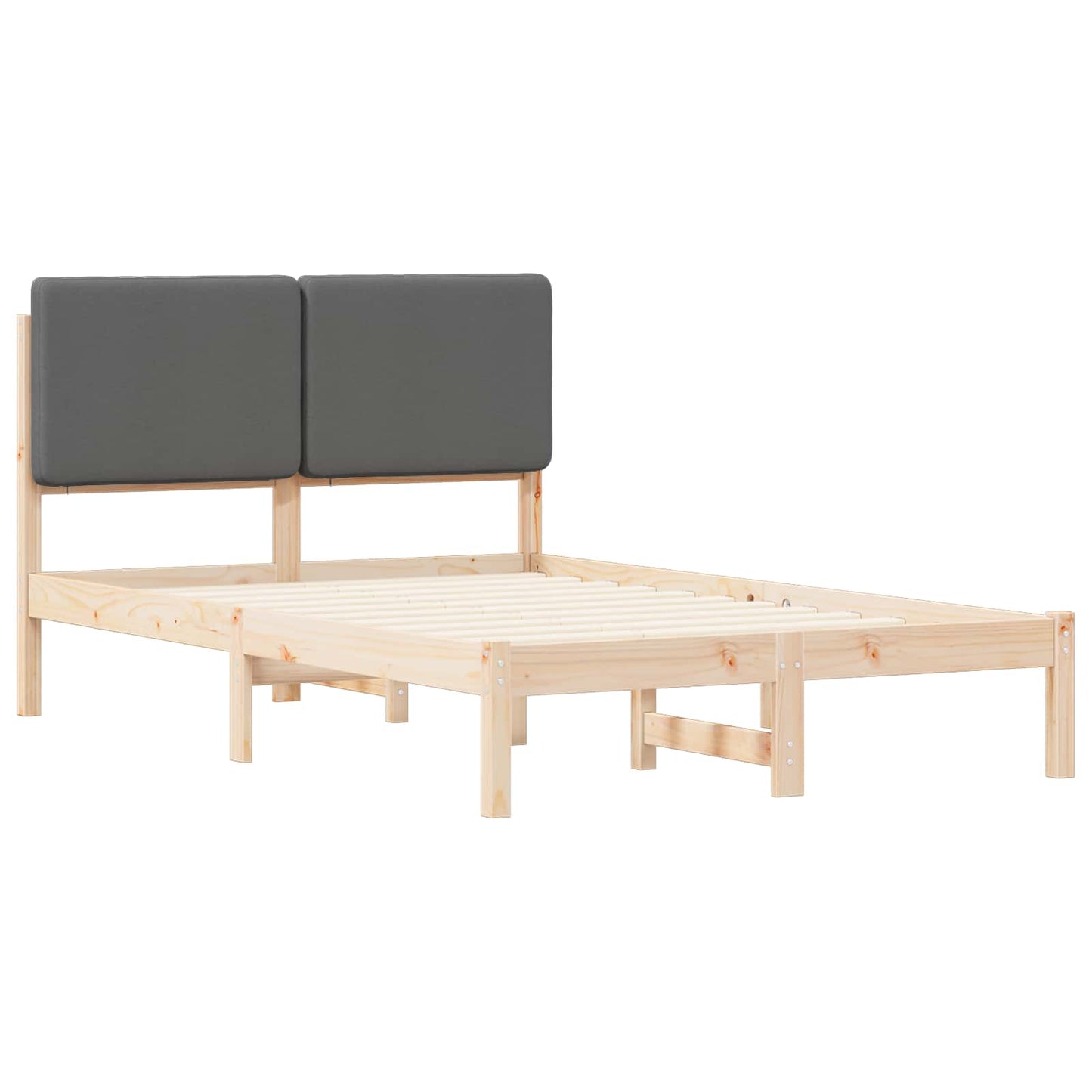 Bettgestell mit gepolstertem Kopfteil Dunkelgrau 120 x 190 cm