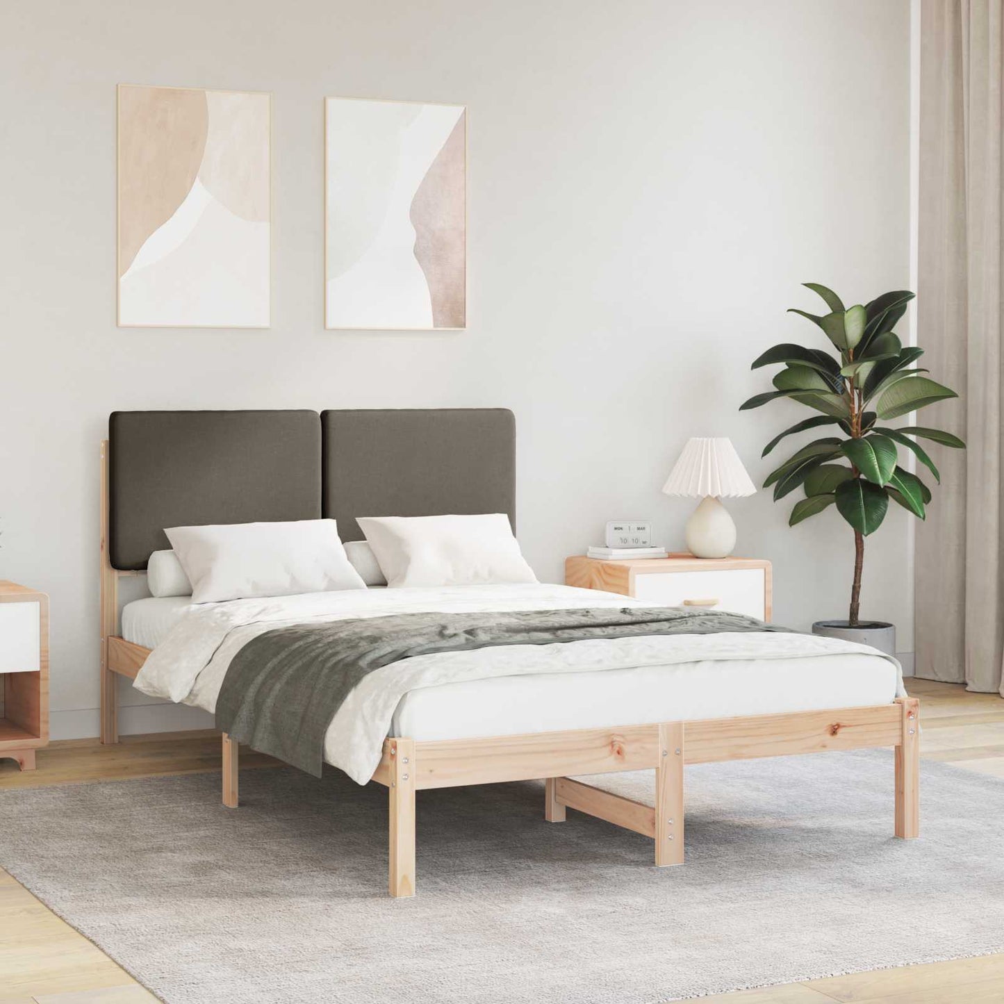 Bettgestell mit gepolstertem Kopfteil Taupe 120 x 190 cm