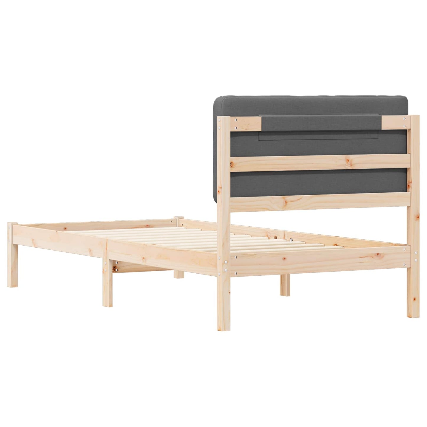 Bettgestell mit gepolstertem Kopfteil Dunkelgrau 90 x 200 cm