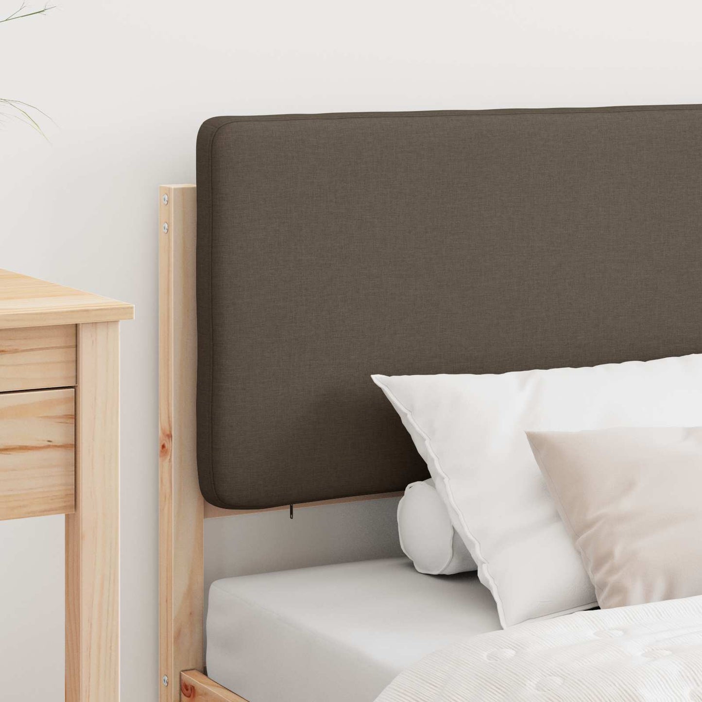 Bettgestell mit gepolstertem Kopfteil Taupe 90 x 200 cm